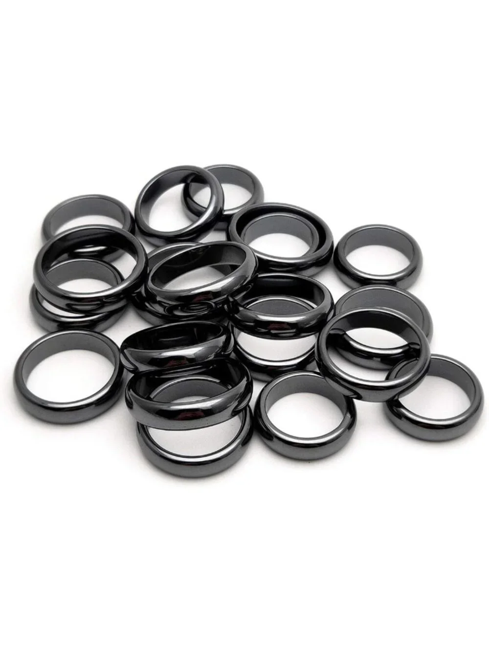 Hematite Stone Ring Set - Unisex, Mixed Sizes for Chakra Healing & Daily Wear